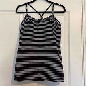 Lulu lemon black and white striped workout tank
